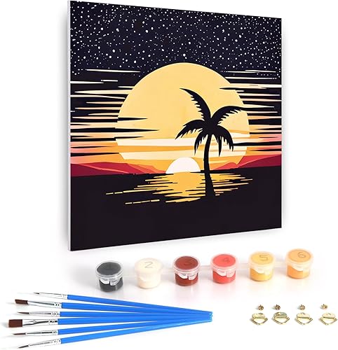 Miniatura 6 de Dynippy Pintura al óleo de bricolaje por números para niños principiantes, lienzo colorido, lienzo acrílico, kit de pintura fácil para adultos y