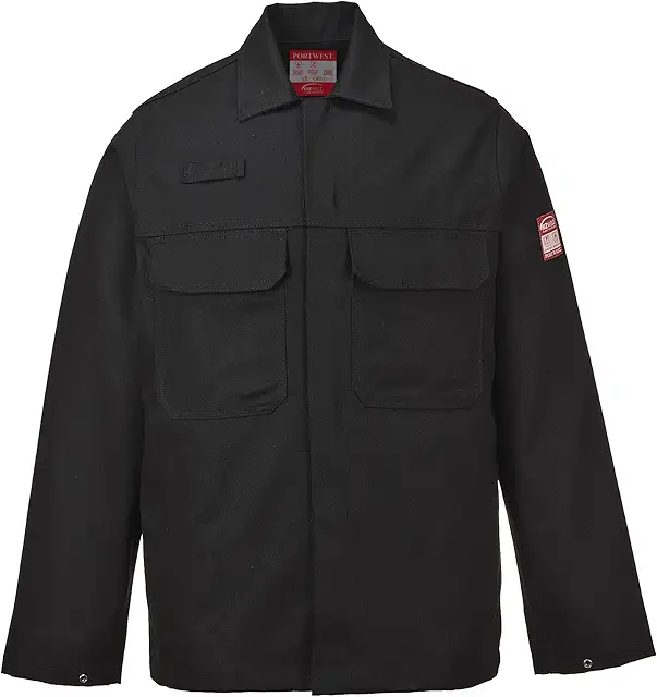 Men's Insulated Bib: Portwest BIZ2 FR Welding Jacket - Black, Large