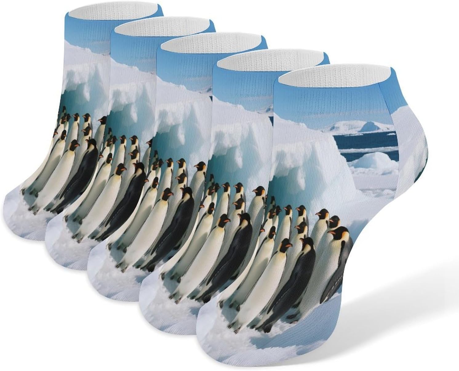 Socks for Men Women 5 Pairs Short Ankle Socks | Gathering Penguins Low Cut Casual Crew Sock Cute Breathable Athletic Socks Non Slip No Show Sock