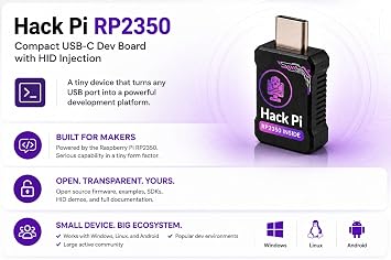 Hack Pi RP2350 - Compact USB-C Dev Board with HID Injection | DIY Programmable Hacking USB for Educational Purposes