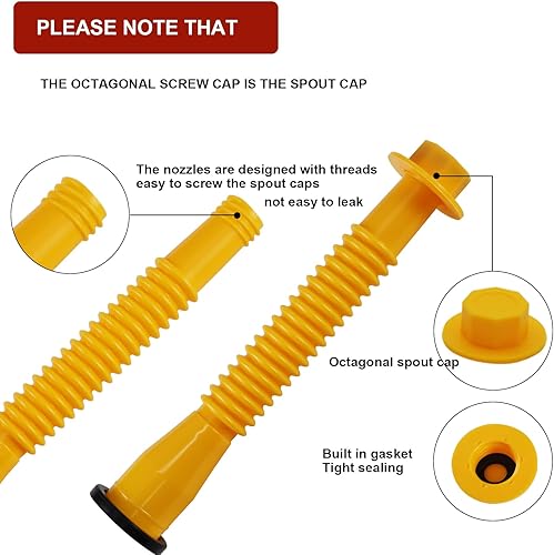Miniatura 3 de Repuesto de boquilla de gasolina, kit de 6 boquillas para latas de gas, con 12 tapas de collar de tornillo (6 hilos gruesos y 6 hilos finos), tapas