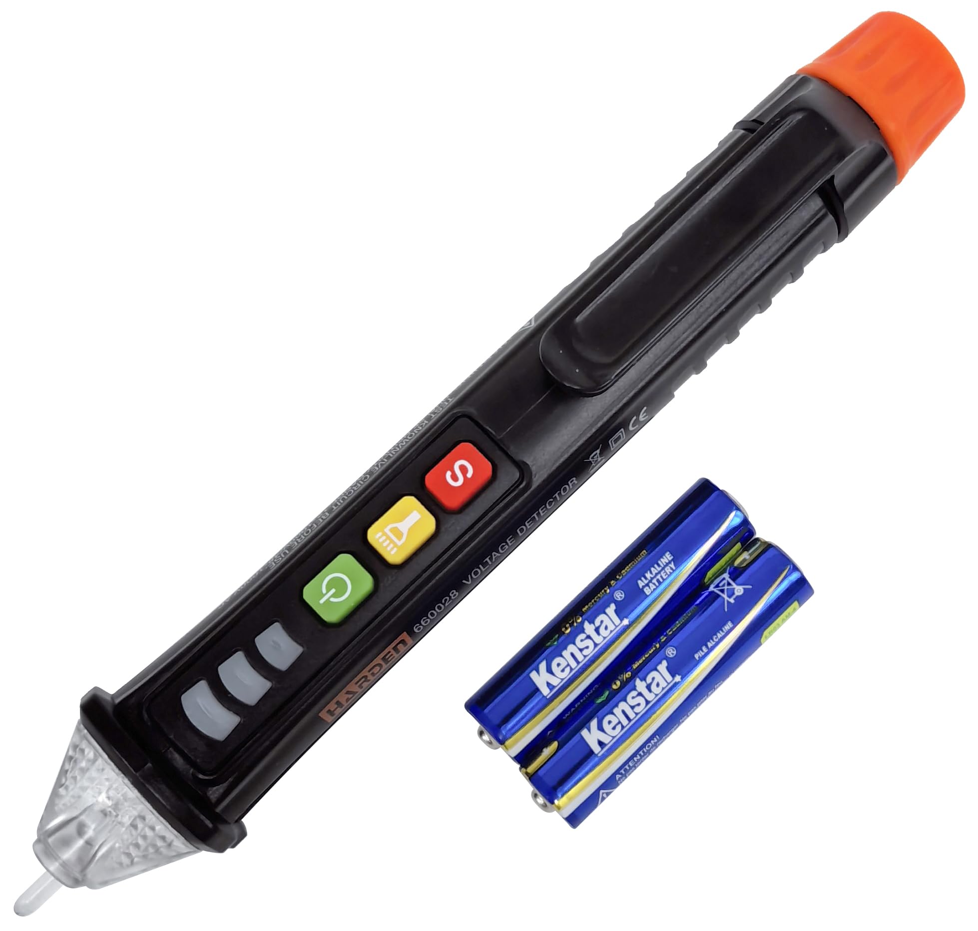 Edward Tools Non-Contact Voltage Detector Pen - 1000V AC Audible + Flashing Alarms - Flashlight - Included Batteries - Sensitivity Adjustment - CE Certified for Electricians/Home Use