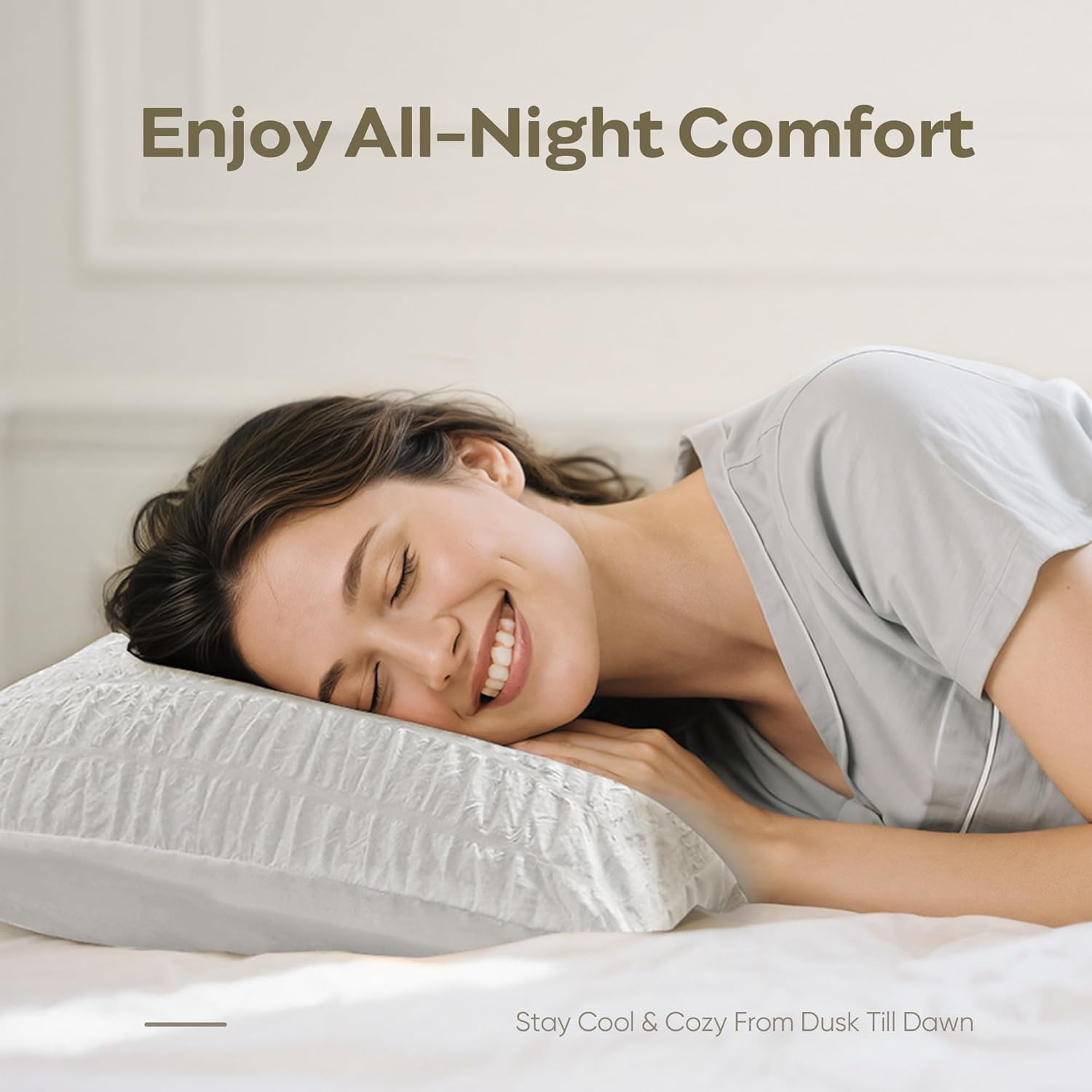 JELLYMONI Microfiber Pillow Case 2-Pack, King Size Beige Seersucker Textured Pillow Covers, Breathable Wrinkle-Free Pillow Shams with Envelope Closure (Pillows Not Included) - Image 6