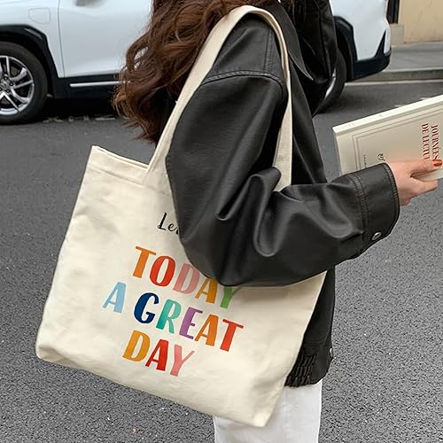 Miniatura 5 de Hizelzidy Bolsa de lona grande de 18 x 14 pulgadas, para mujer, reutilizable, estética, comestibles, playa, viajes, regalo