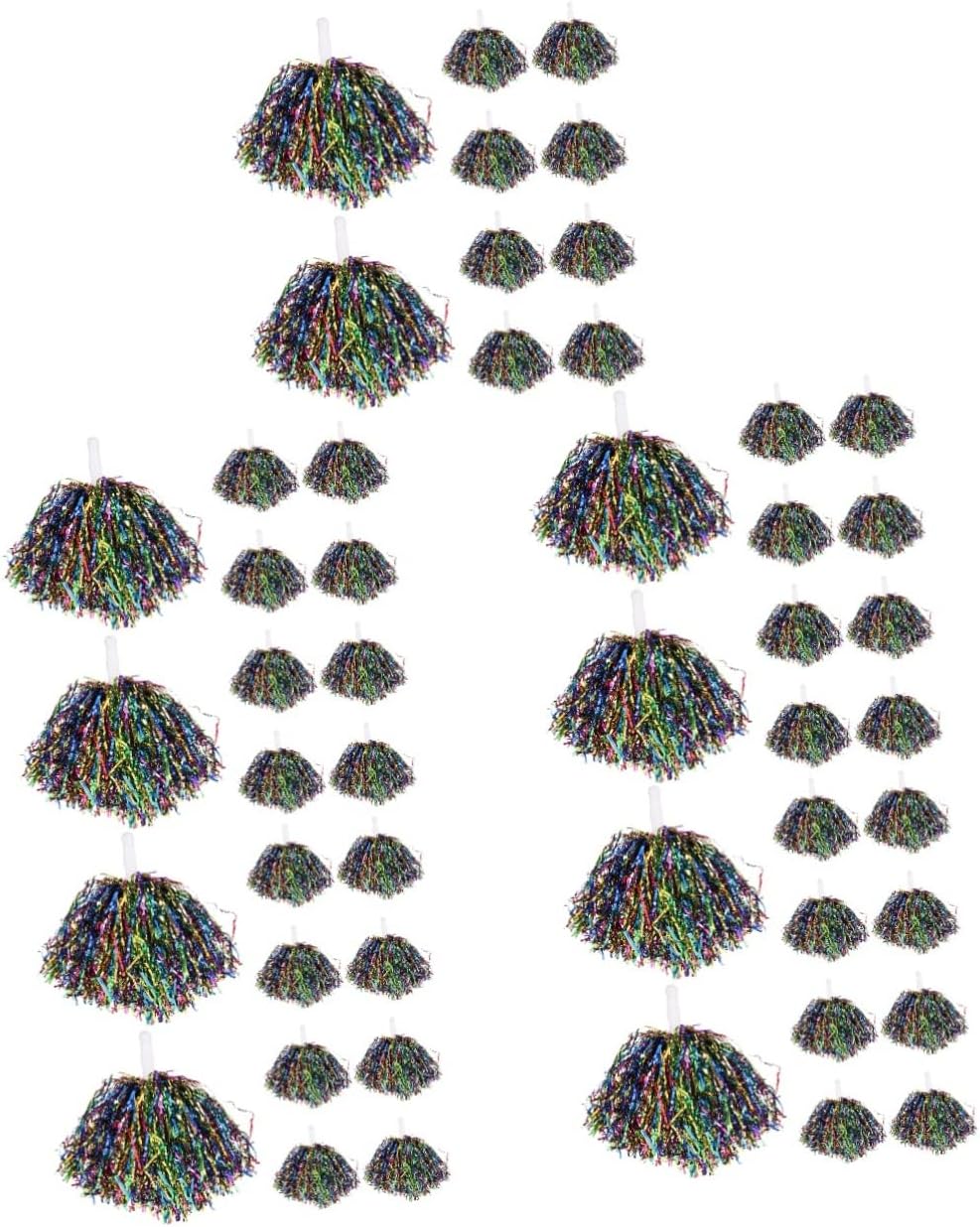 Toyvian 50pcs Cheering Pompoms Handle for Sports Games Dance Teams and Events Lightweight Eye-catching Cheerleader Props