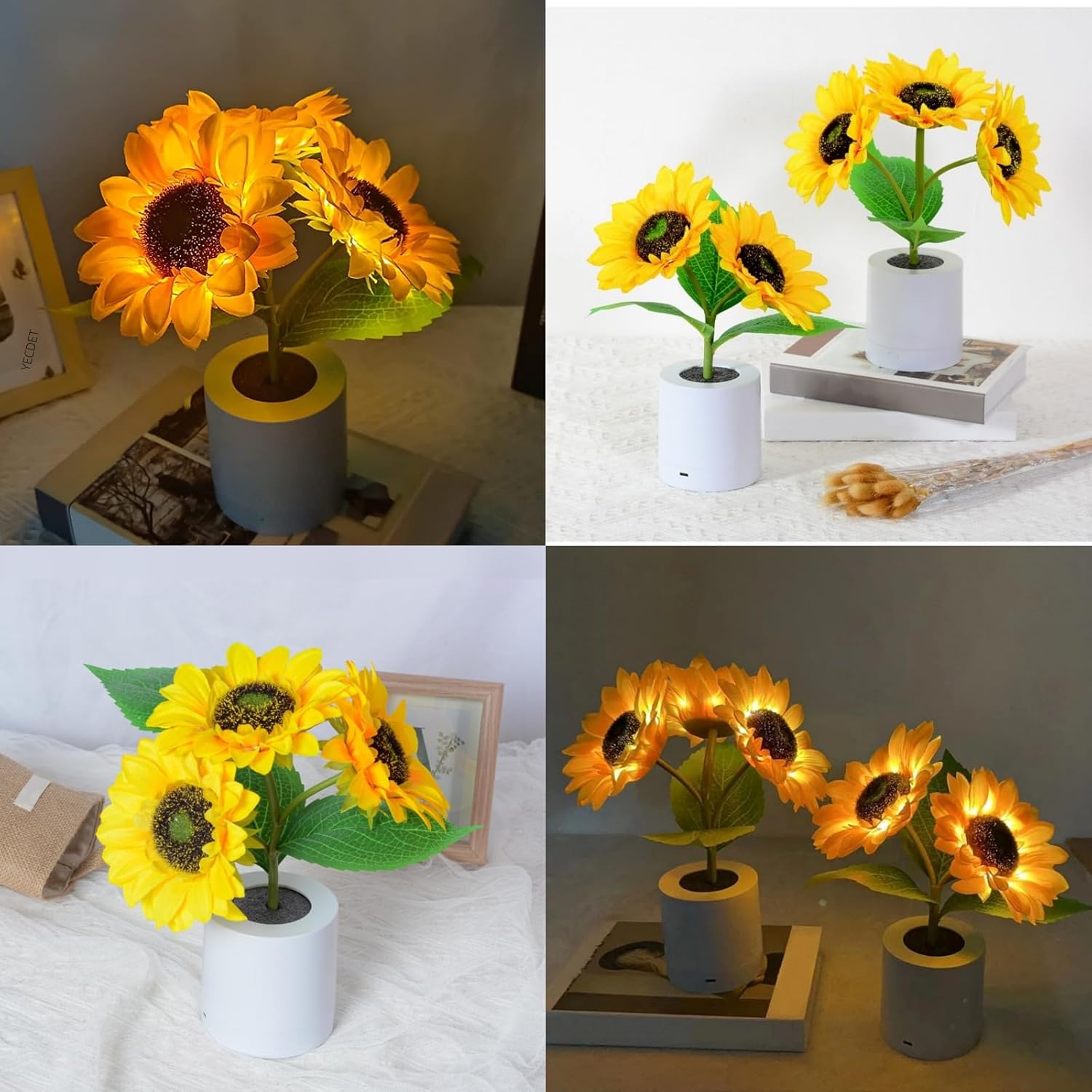 車内 LED ライト usb タッチセンサー タッチ 充電式 照明 ルームランプ USB-C ナイトライト ランプ 7色 テープ マグネット 磁石  トランク 充電 : CENTRALITY Yahoo!ショッピング店 - 通販 - Yahoo!ショッピング YECDET充電式ヒマワリLEDナイトランプ、USB充電式ヒマワリLEDナイトランプ、人工スプリングヒマワリLEDナイトライト雰囲気