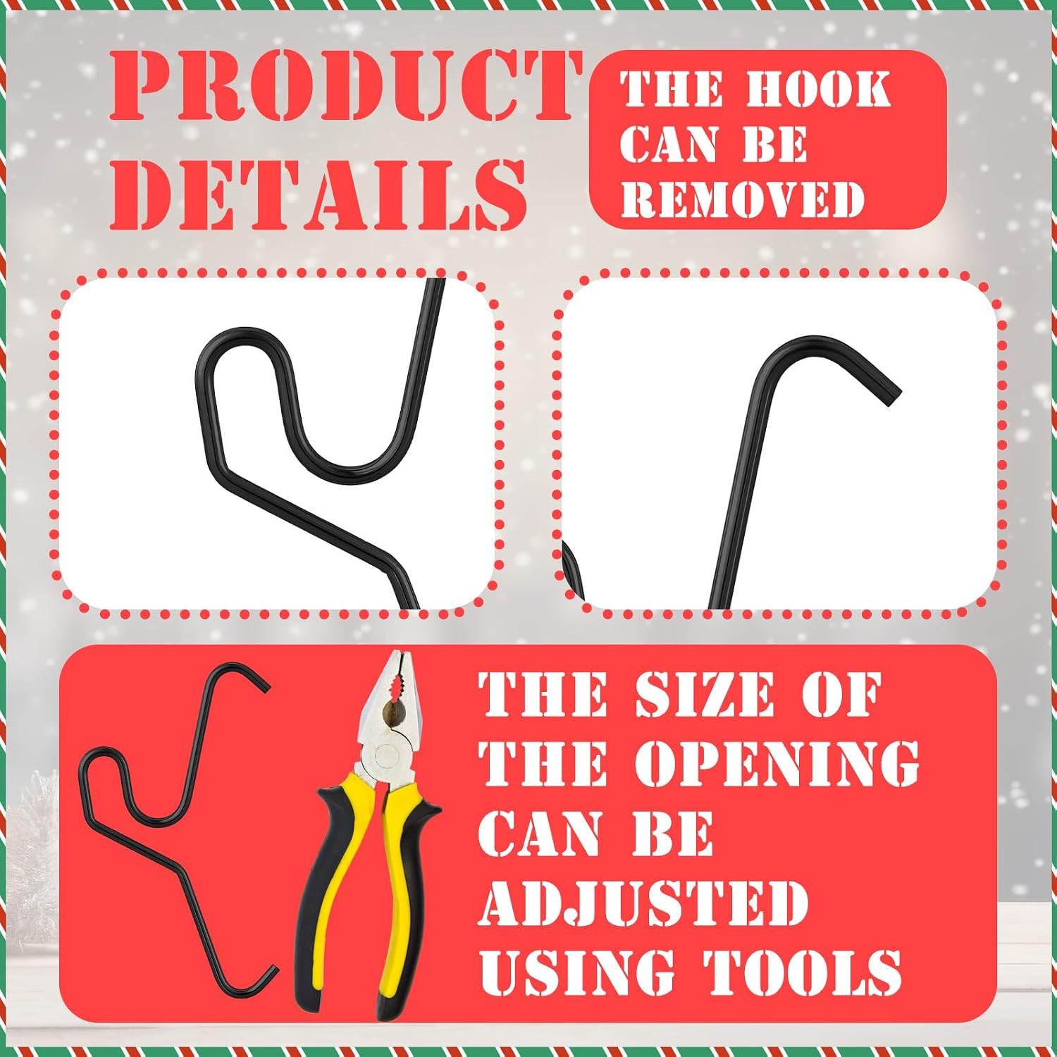 24 Pcs Brick Hooks Wall Hooks for Outdoor Christmas Decor, Black