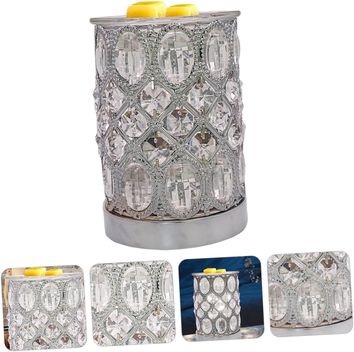 1pc Romantic Aroma Burner Warm Wax Melting Lamp Crystal Fragrance Holder Night Light for Home Kitchen Bedroom Spa Safe Material Compatible