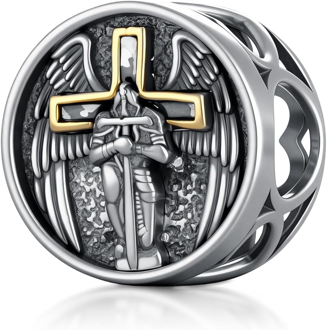 925 Sterling Silver St Michael Pendant Bead for Bracelets, Saint Michael the Archangel Charm for Men, San Miguel Arcangel Protector Bead Jewelry Making