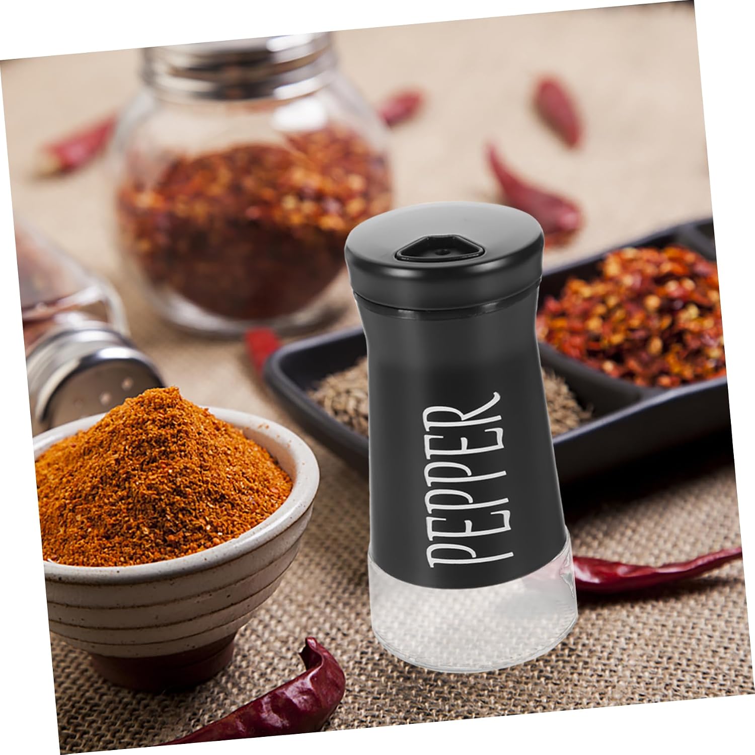 COLLBATH 2pcs Salt Pepper Shaker Glass Spice Jars Dispenser Kitchen Utensils Multi-function Condiment Jars