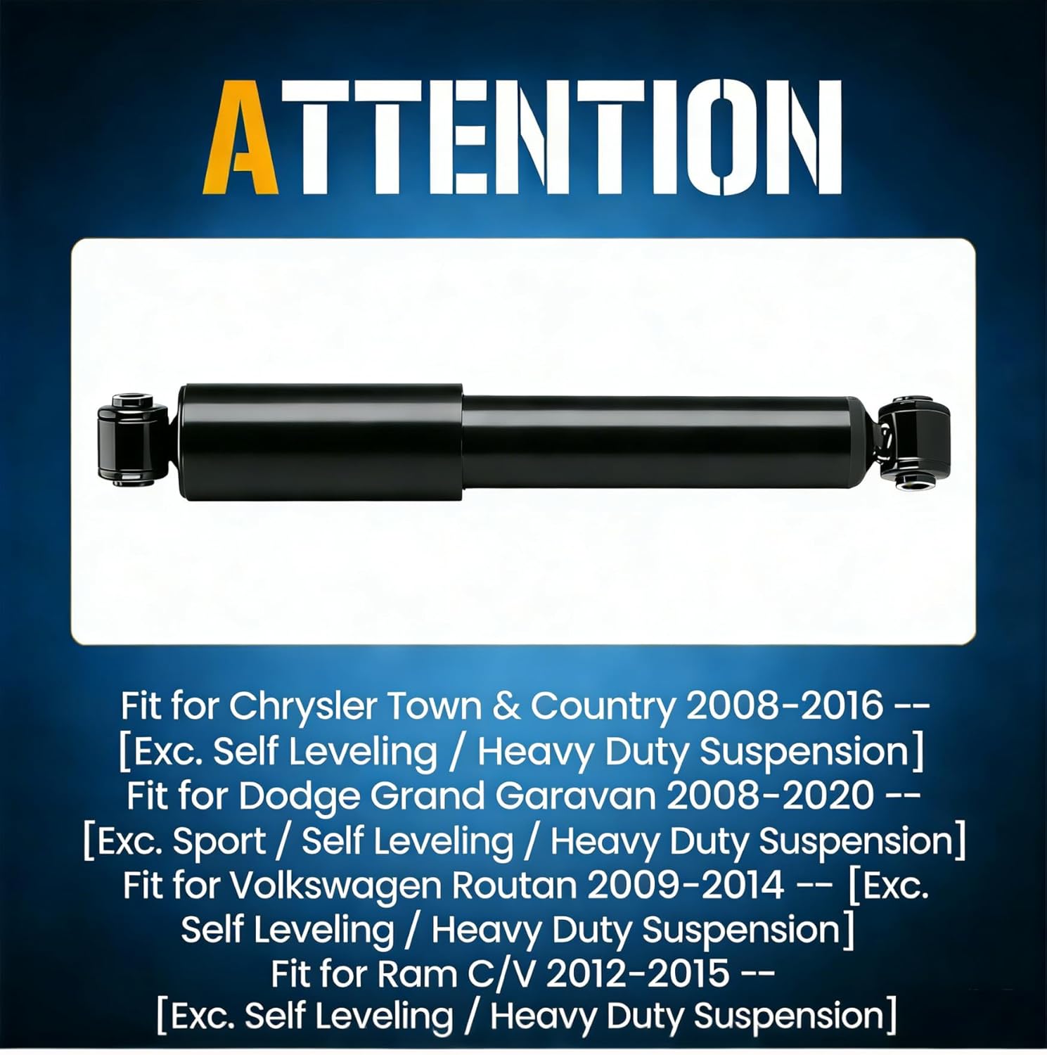 37290 Rear Struts Shocks Absorber Assemblies for 2008-2016 Chrysler Town & Country/ 2008-2020 Dodge Grand Caravan/ 2009-2014 VW Routan/ 2012-2015 Ram C/V - [Exc. Self Leveling/Heavy Duty Susp]
