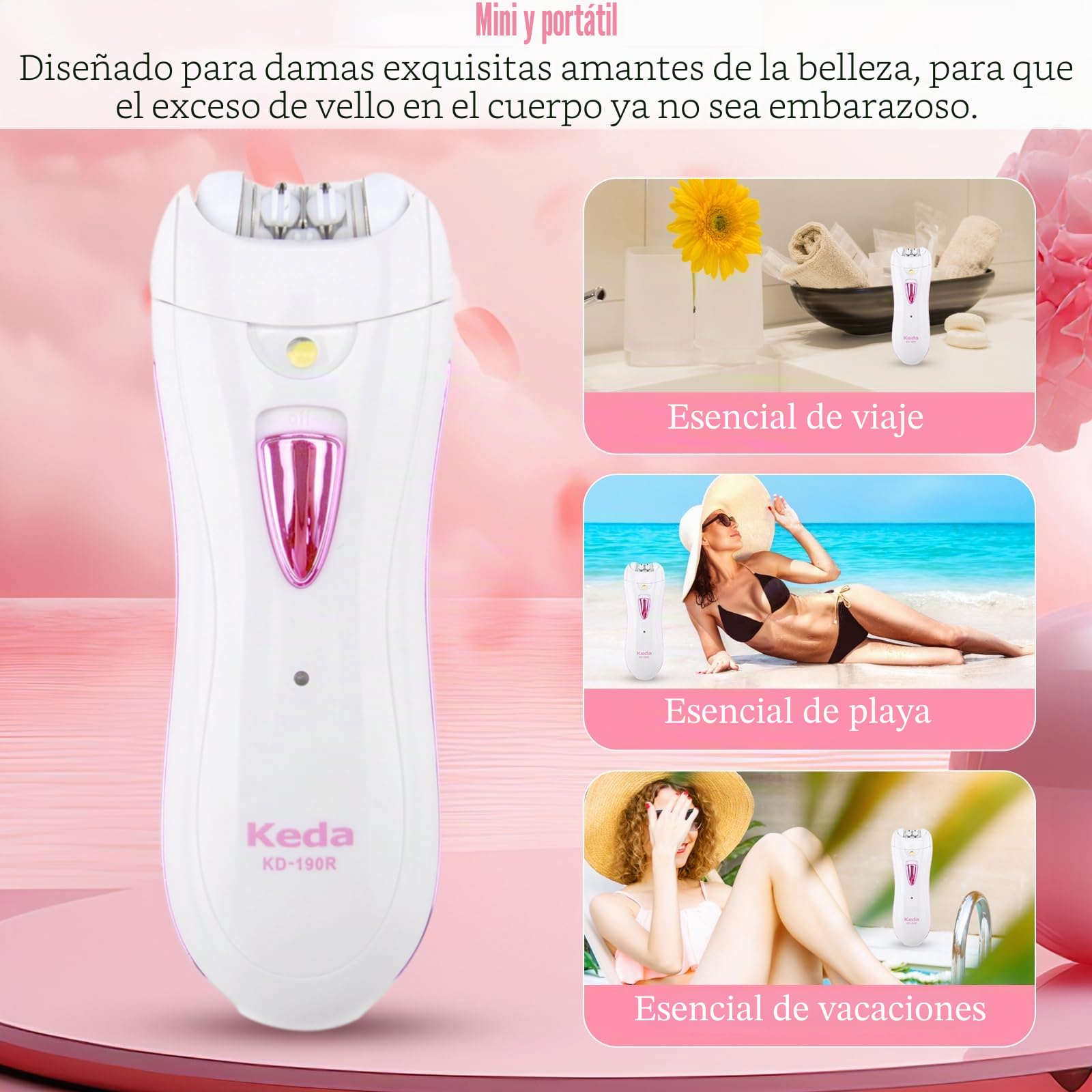 Depiladora, Depiladora Facial Para Mujer Depiladora Para Mujer Cara Depiladora Inalámbrica Para Vello Facial Con Luz LED Portátil Recargable Depiladora De Vello Facial Para Cara Bikini (USB charging)