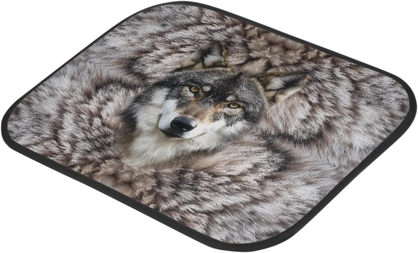 Amzbeauty Gray Brown Wolf Print Vintage-Style Car Floor Mats Retro Upgrade for Classic Cars