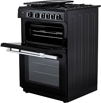 Rangemaster Professional Plus 60 PROPL60NGFBL/C 60cm wide Double Oven Gas Cooker with Full Width Electric Grill - Black/Chrome - A+/A Rated