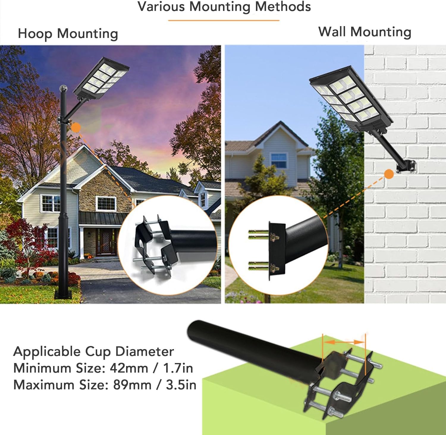 FTVOGUE Light Pole Mount Bracket Adjustable Angle 180 Rotation Alloy Steel Solar Street Light Mounting Bracket for Barn Lights Outdoor Post Lights
