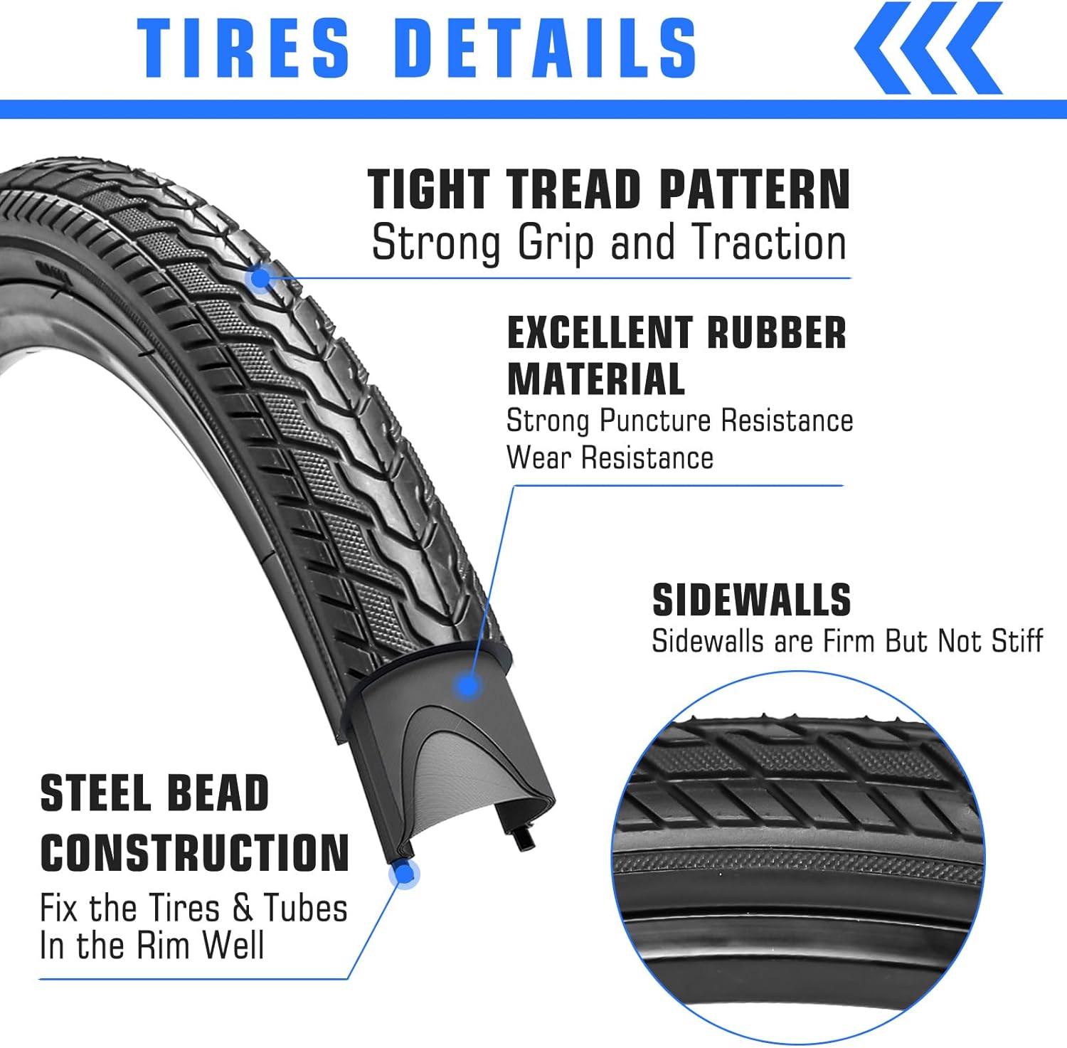 26x1.75 Bike Tires (47-559) 26 Inch Bike Tires or with 26" Bike Tubes 32mm Schrader Valve Suitable for 26 x 1.5 26 x 1.75 26 x 1.95 Bicycle Tires and Tubes for City Road Bicycles