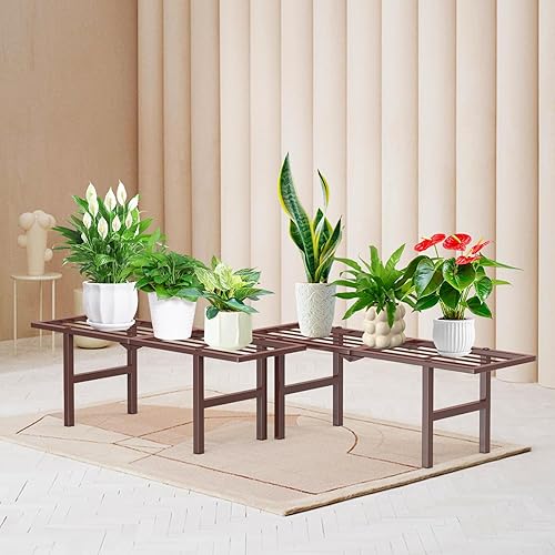 Miniatura 2 de Paquete de 2 soportes de metal para plantas para exteriores e interiores, estante plegable escalonado de 1 nivel para esquina, soporte de exhibición