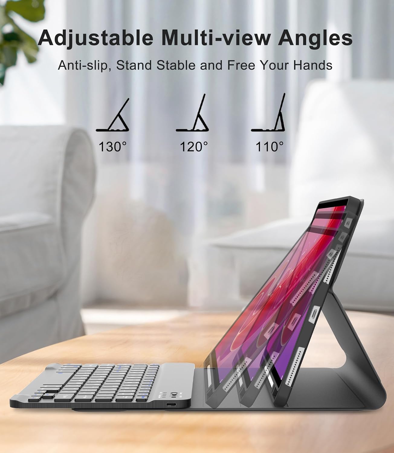 Keyboard Case for Lenovo Tab M11 11 Inch 2024, Lenovo Bluetooth M11 Tablet Keyboard Cover with Pen Holder, Smart Folio Case with Keypad for Tab TB330FU / TB330XU, Adjustable View Angles, Navy