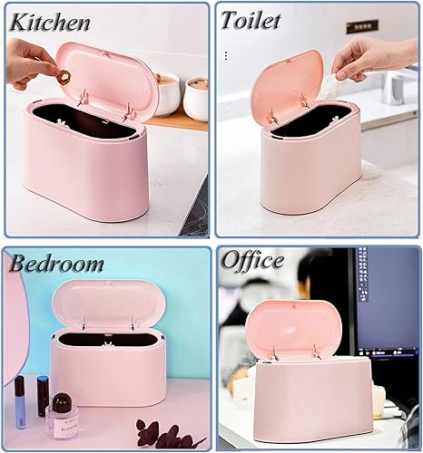 Miniatura 8 de LTWQLing Mini bote de basura con tapa, pequeño cubo de basura extraíble, pequeño cubo de basura de plástico, papelera desplegable para encimera,