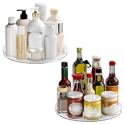 2 Pack Lazy Susan Organizer Turntable, Clear 9 Inch Rotating