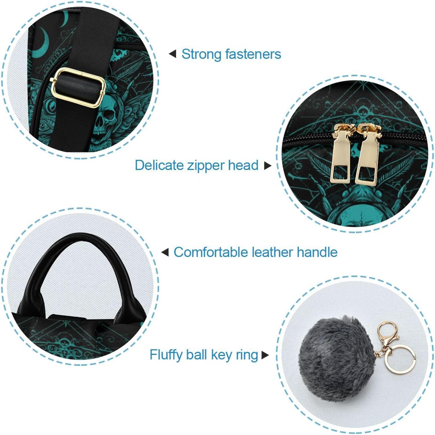 Anti Theft Backpack Butterfly Skull Blue Boho Mandala Women Large Fashion Travel Shoulder Bag Purse Rucksack Lightweight