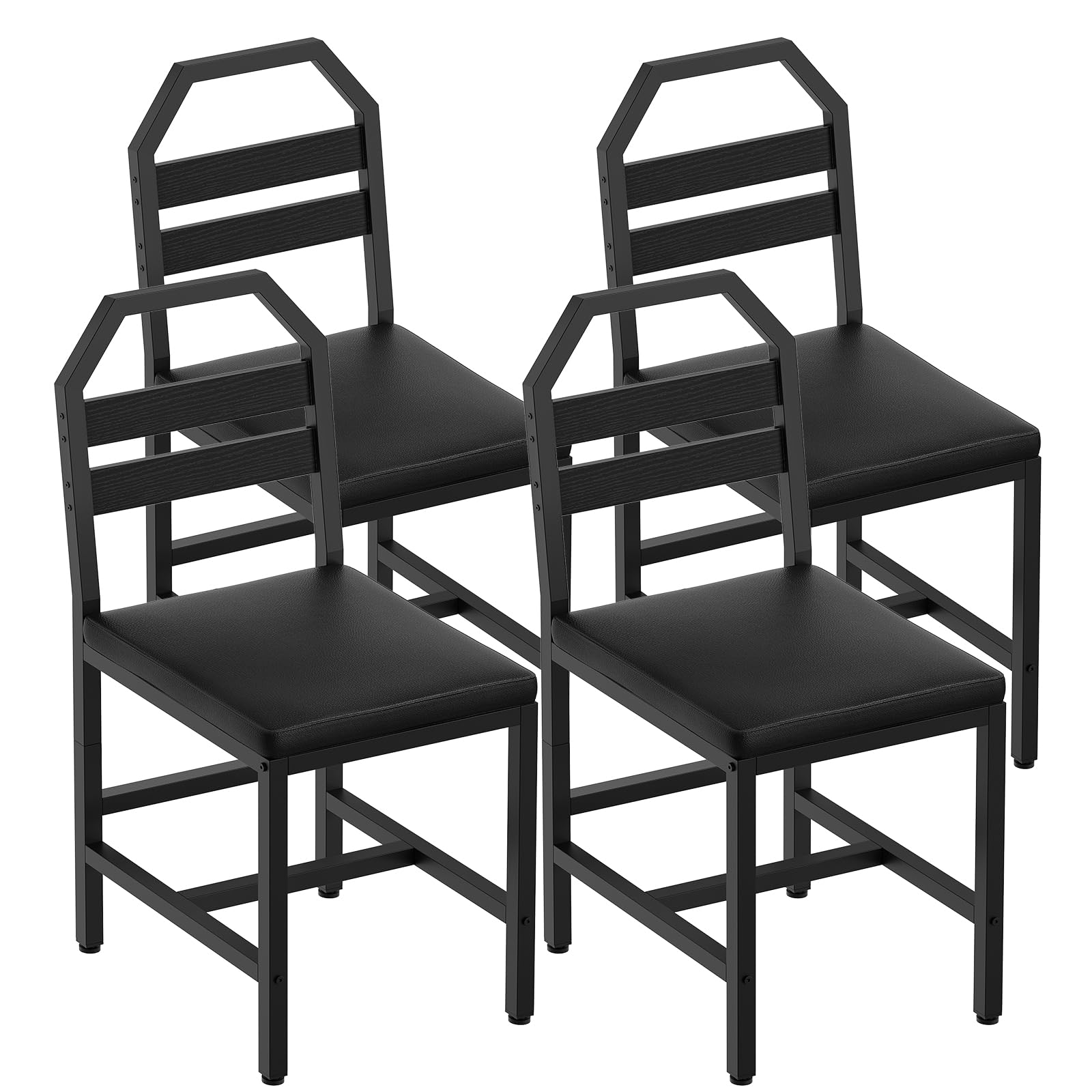 YATINEYDining Chairs, Kitchen Chairs with Back Support, Upholstered Seat and Metal Legs, for Kitchen, Living Room, Black CY02L4BB