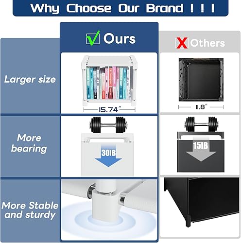 Miniatura 5 de Mavivegue Estante para libros, organizador de almacenamiento de 18 cubos, estantería de bricolaje, estantería de cubo de metal, estuche alto para