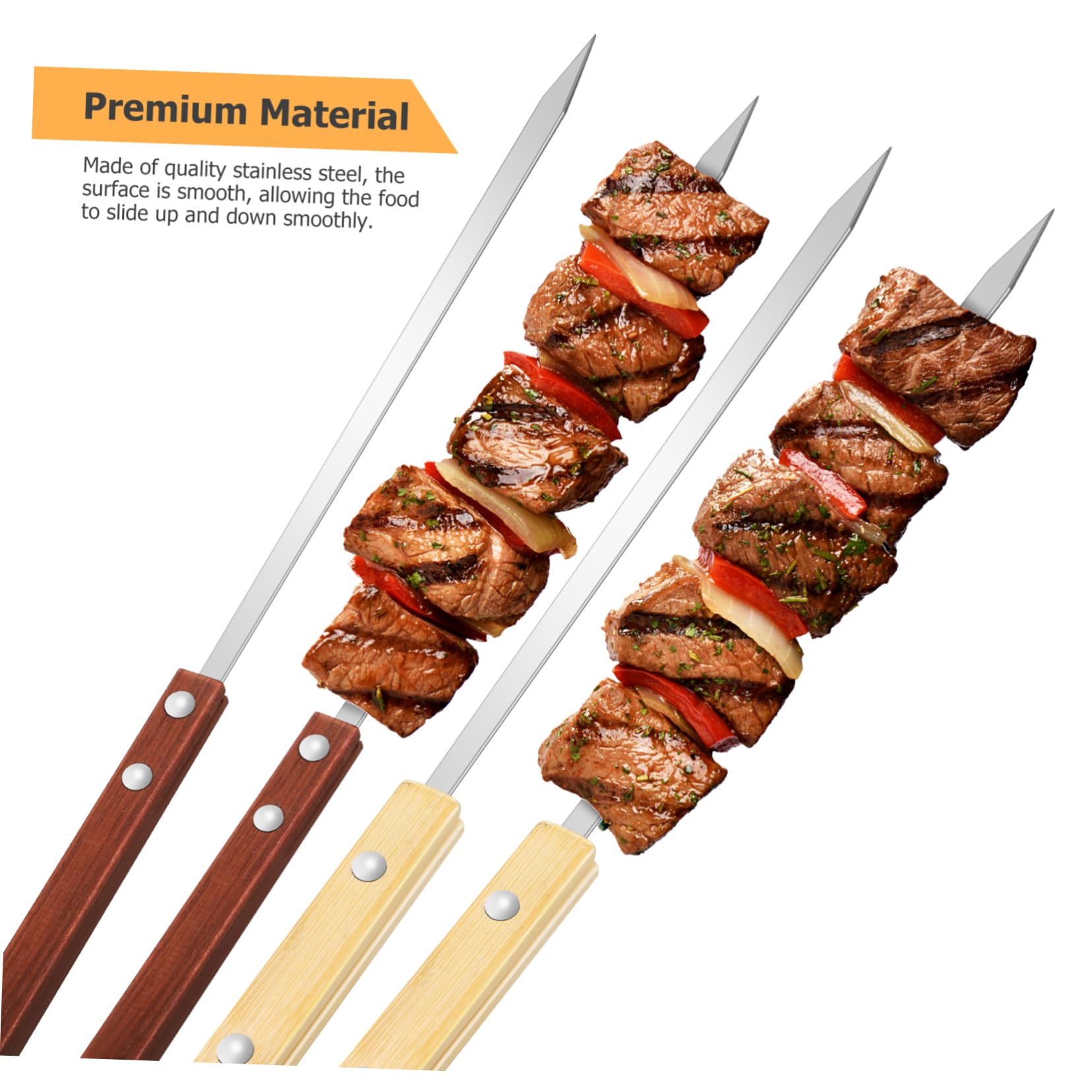 Didiseaon 12pezzi Spiedini Per Portatili in Acciaio Inox Utensili Multifunzione Per Barbecue Spiedini Professionali Con Manico in Legno Accessori Per Esterno