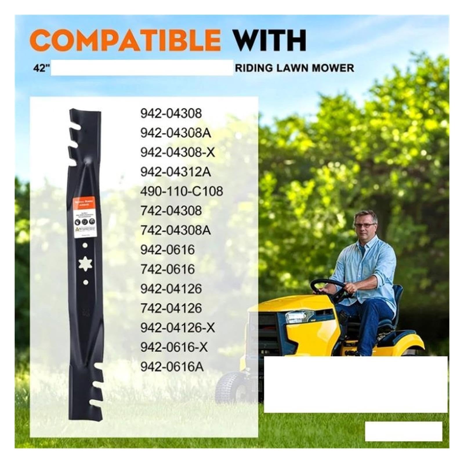 Paquete De 2 Cuchillas De Corte for Cortacésped, Número De Pieza 942-04308-X, Compatible Con Cortacésped Cub Cadet XT1, LT42, ZT1, RZT42 De 42 Pulgadas