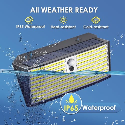 Miniatura 4 de Luces solares mejoradas para exteriores, paquete de 4 418 luces LED con sensor de movimiento, luces de seguridad de 3 modos, luz de pared