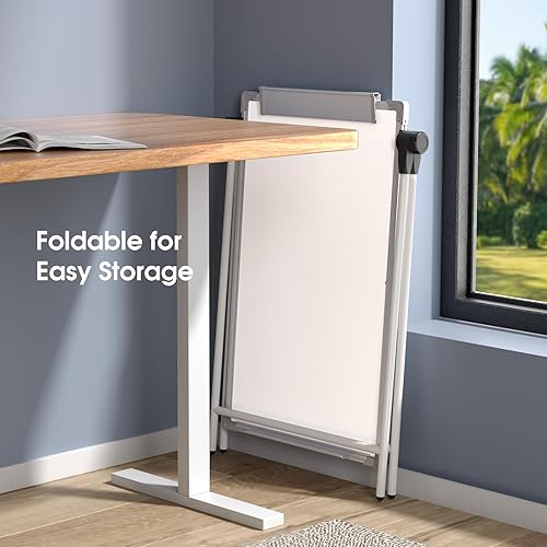Miniatura 7 de MaxGear Pizarra blanca de caballete magnético, pizarra de borrado en seco de doble cara con soporte de altura ajustable, marco de aleación
