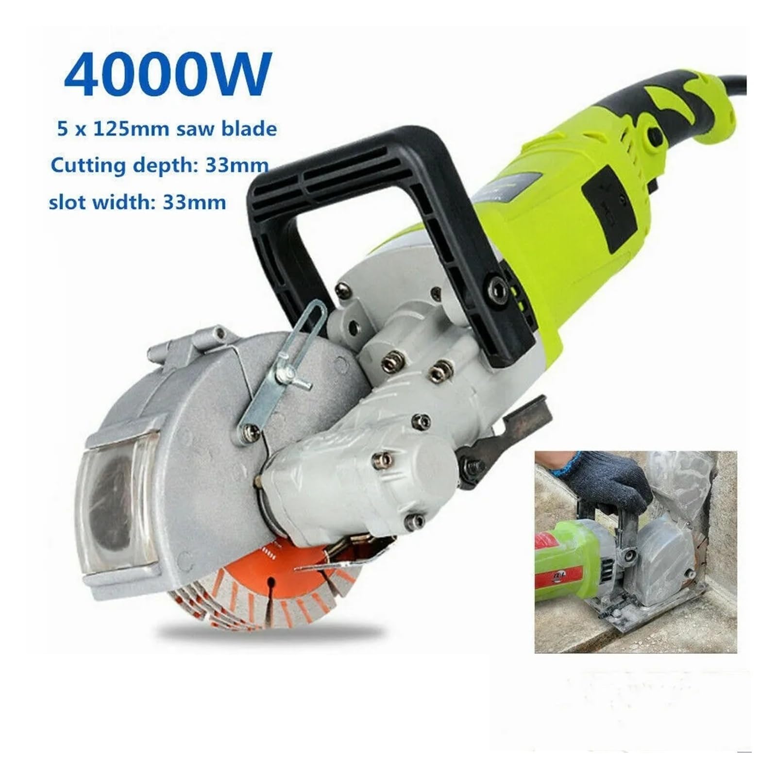 Rozadora de Pared con Extractor de Polvo 4KW 5 Cuchillas for Suelos y Mármol Ladrillo