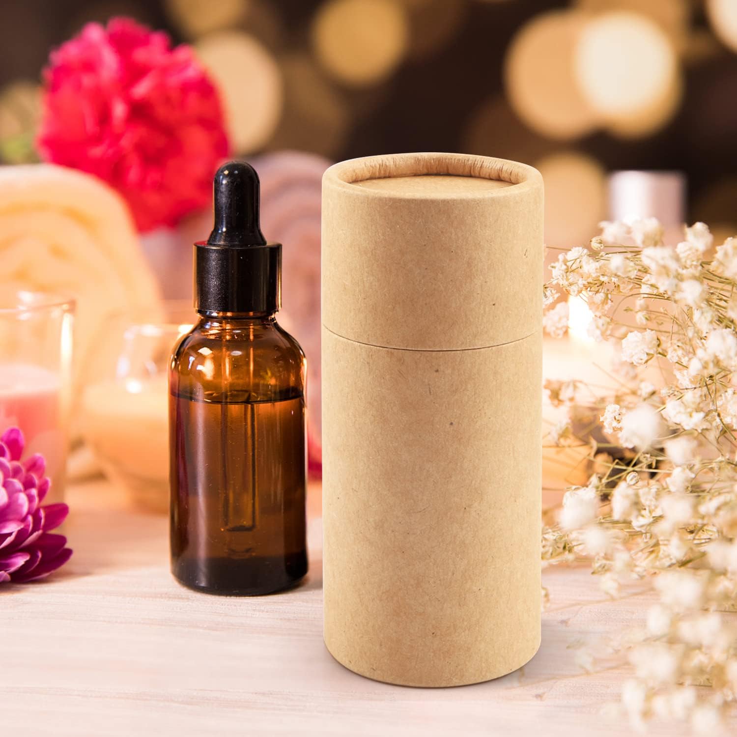 10Pcs Kraft Paperboard Tubes,1.7 Oz/50ml Empty Round Cardboard Box Tube Container with Lid for Essential Oil Bottle Packaging,Gift Paper Tube,Jewelry,Pencils,Tea Coffee,Crafts Project-Not Push-UP