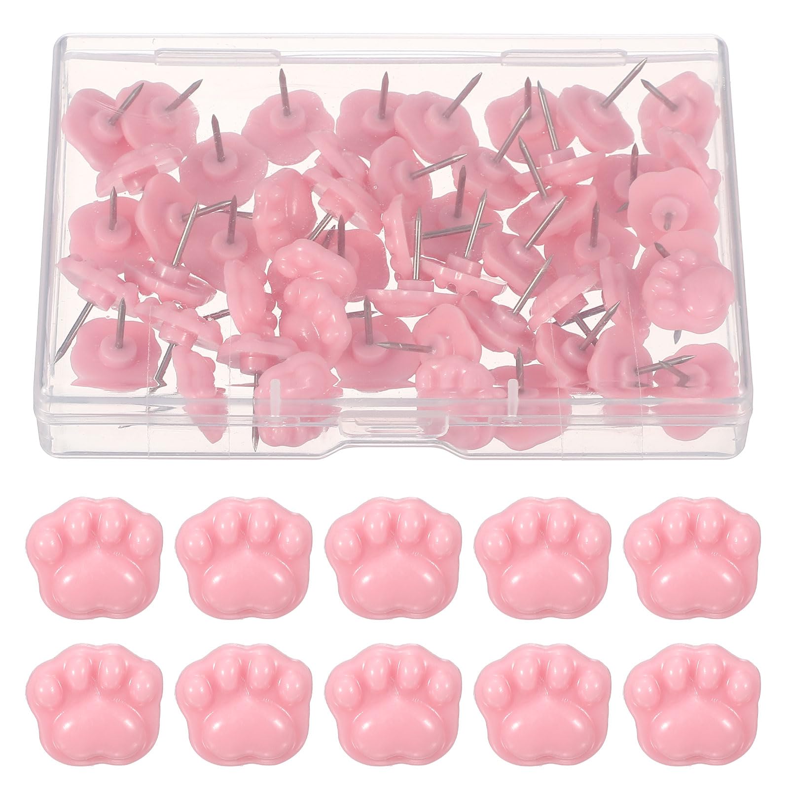 PATIKIL 50 Pcs Push Pins for Bulletin Board, Cute Cat Paw Push Pin Decorative Animal Paws Thumb Tacks for Photos Cork Boards Wall Map Office Home Decor, Pink
