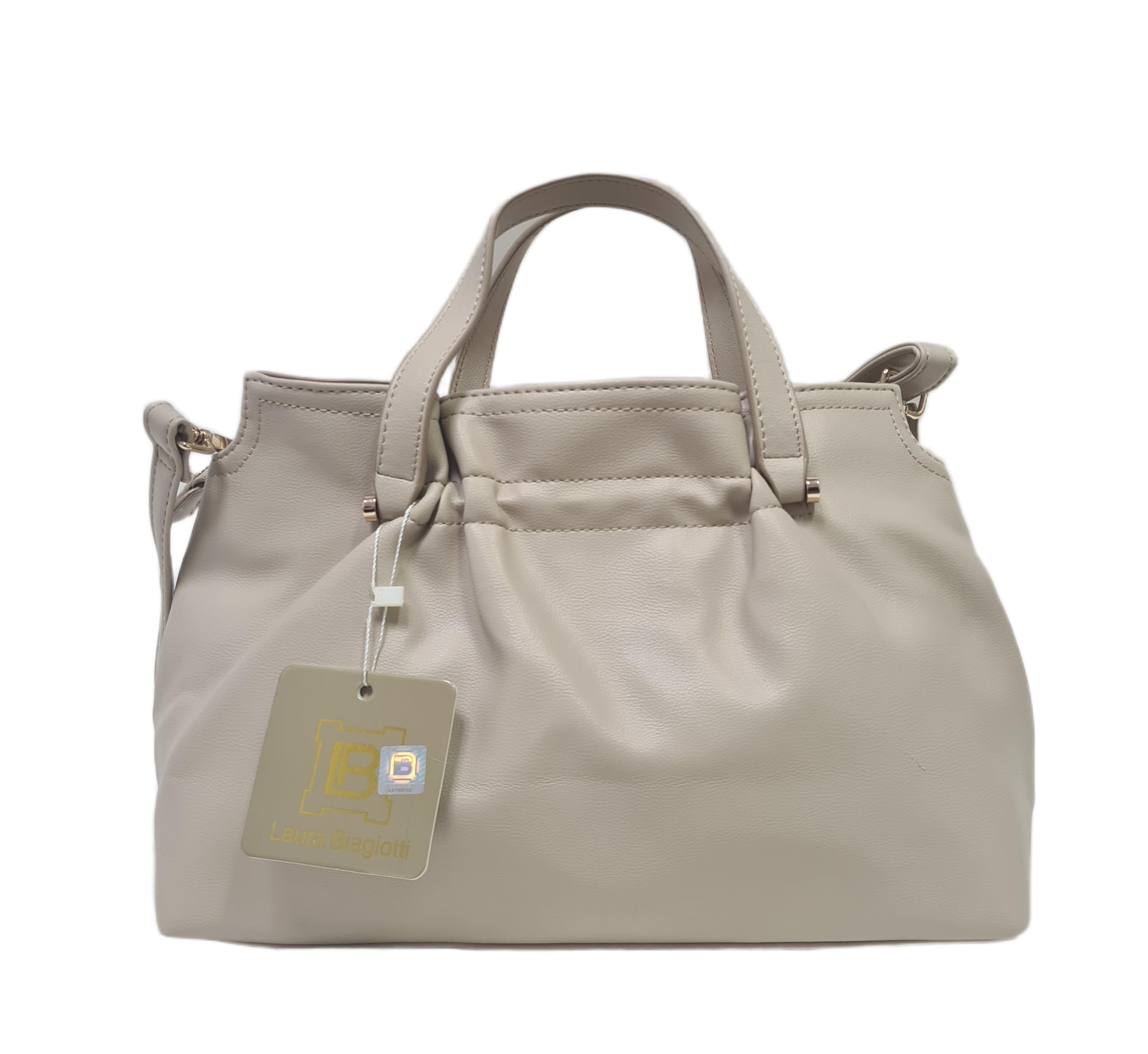 Laura Biagiotti Borsa a Mano Linea Eclyper, Pelle Sintetica, Dimensioni 31x20x13 cm, con Tracolla Regolabile Rimovibile, Accessori Oro LB26S-252-2 | Leggera