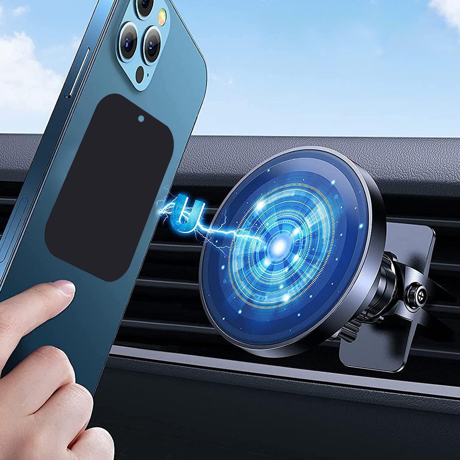 Supporto Magnetico Universale Per Auto Con Piastra Metallica Adesiva – Ricambio Argento