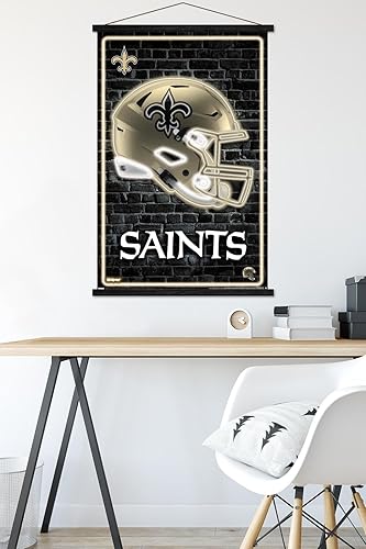 Miniatura 5 de Trends International NFL New Orleans Saints - Póster de pared con casco neón 23 con marco magnético