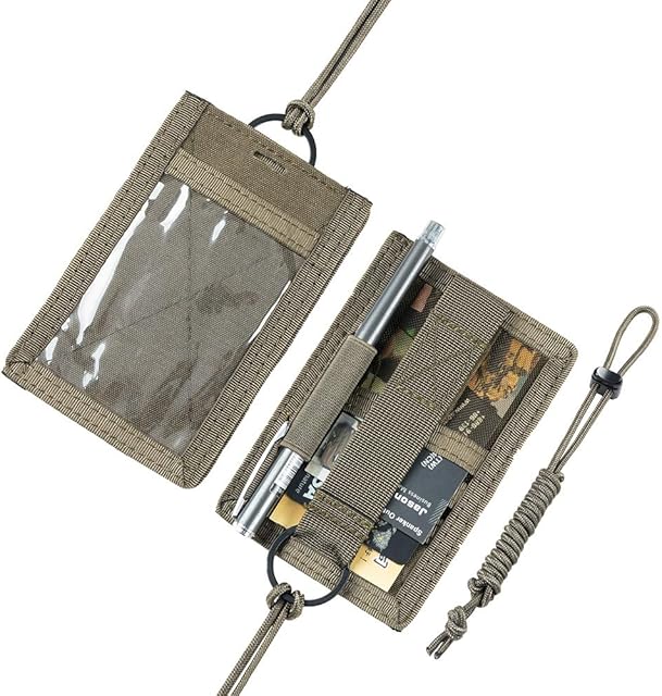 EXCELLENT ELITE SPANKER Tactical ID Card Holder Adjustable Neck Lanyard Key Ring Loop Patch Badge Holder and Credit Card Organizeranger Green)(Ranger Green)