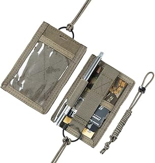 EXCELLENT ELITE SPANKER Tactical ID Card Holder Adjustable Neck Lanyard Key Ring Loop Patch Badge Holder and Credit Card Organizer (Ranger Green)