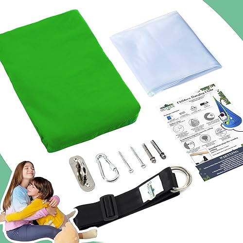 Vista 6 de Hamaca tipo cápsula OUTREE 100% de algodón para niños. Para uso interior y exterior, Verde