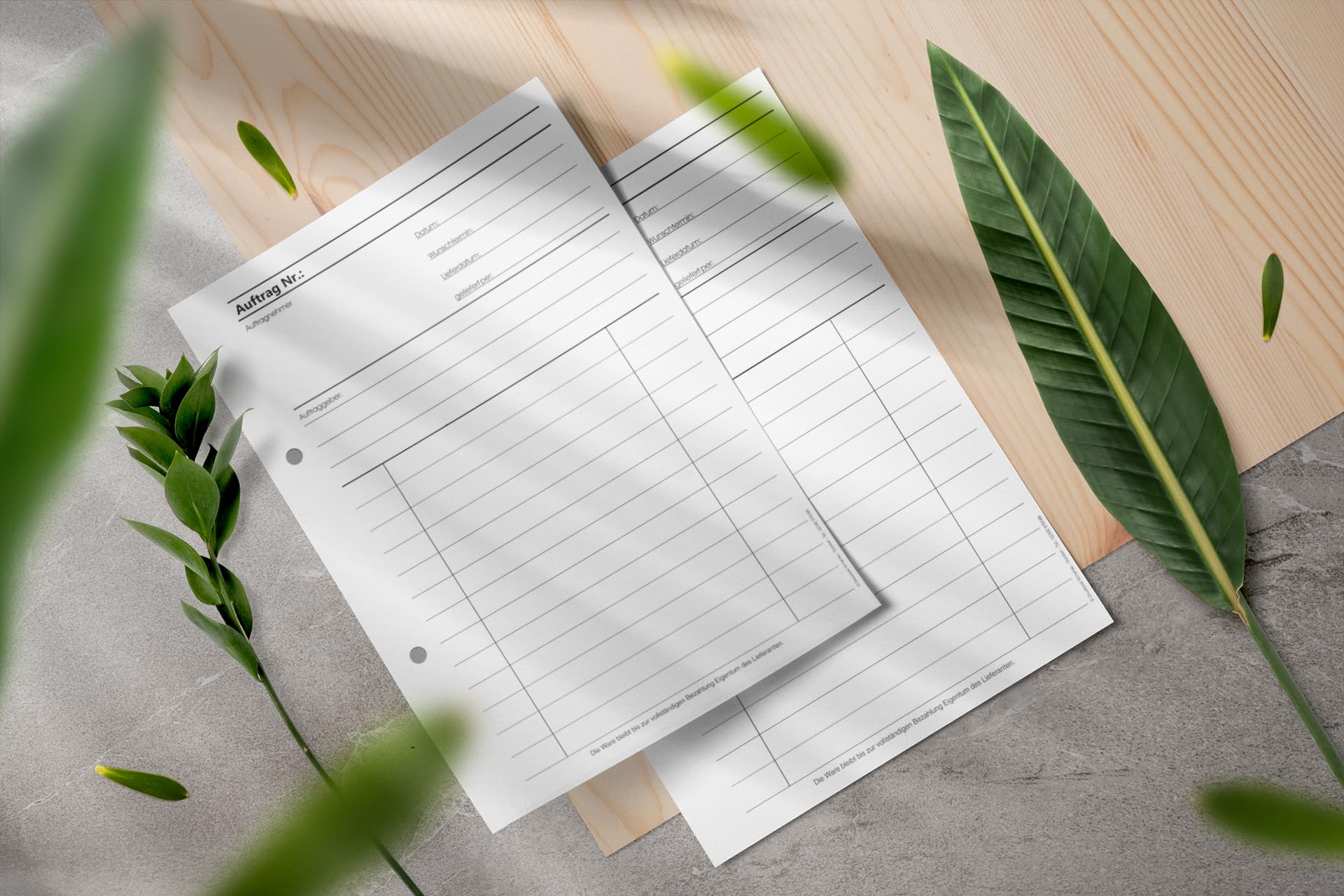10x Auftragsblock Block Auftrag DIN A5, 2-fach selbstdurchschreibend, 2x50 Blatt weiß/grün - gelocht (22431)