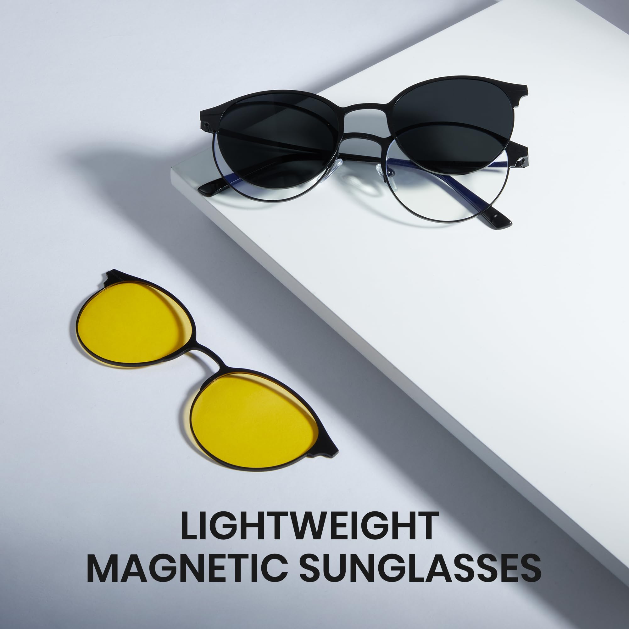 Cyxus Brillengestelle mit 5PCS Magnetisch Clip Polarisierte Sonnenbrille Herren Damen Leichtes Edelstahl Rahmen Sonnenbrille UV 400 für Fahren Angeln Reisen P1212