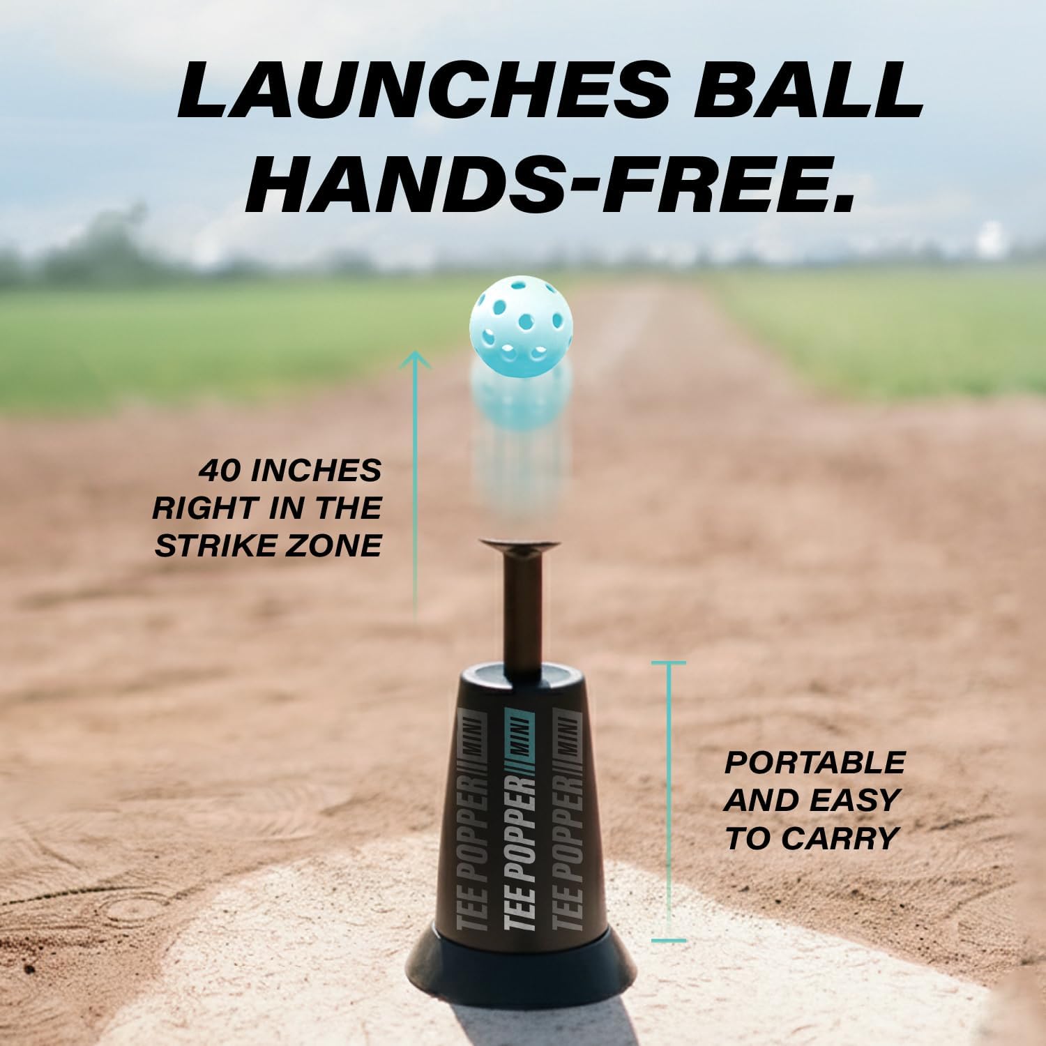 Bandit Sports Baseball Training Tee Popper Mini, Batting Tee for Perfect Swings, Baseball Training for Hitting Without a Pitcher (1 Mini Popper Ball Included)