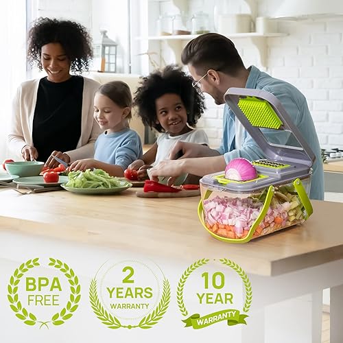 Miniatura 7 de Picador de verduras picador de cebolla picador de alimentos multifuncional cortador de verduras picador de verduras con 12 cuchillas utensilios de