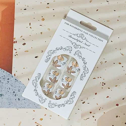 Miniatura 198 de Uñas postizas a presión con diseños de diamantes de imitación, uñas postizas reutilizables de cobertura completa con pestaña adhesiva, uñas postizas