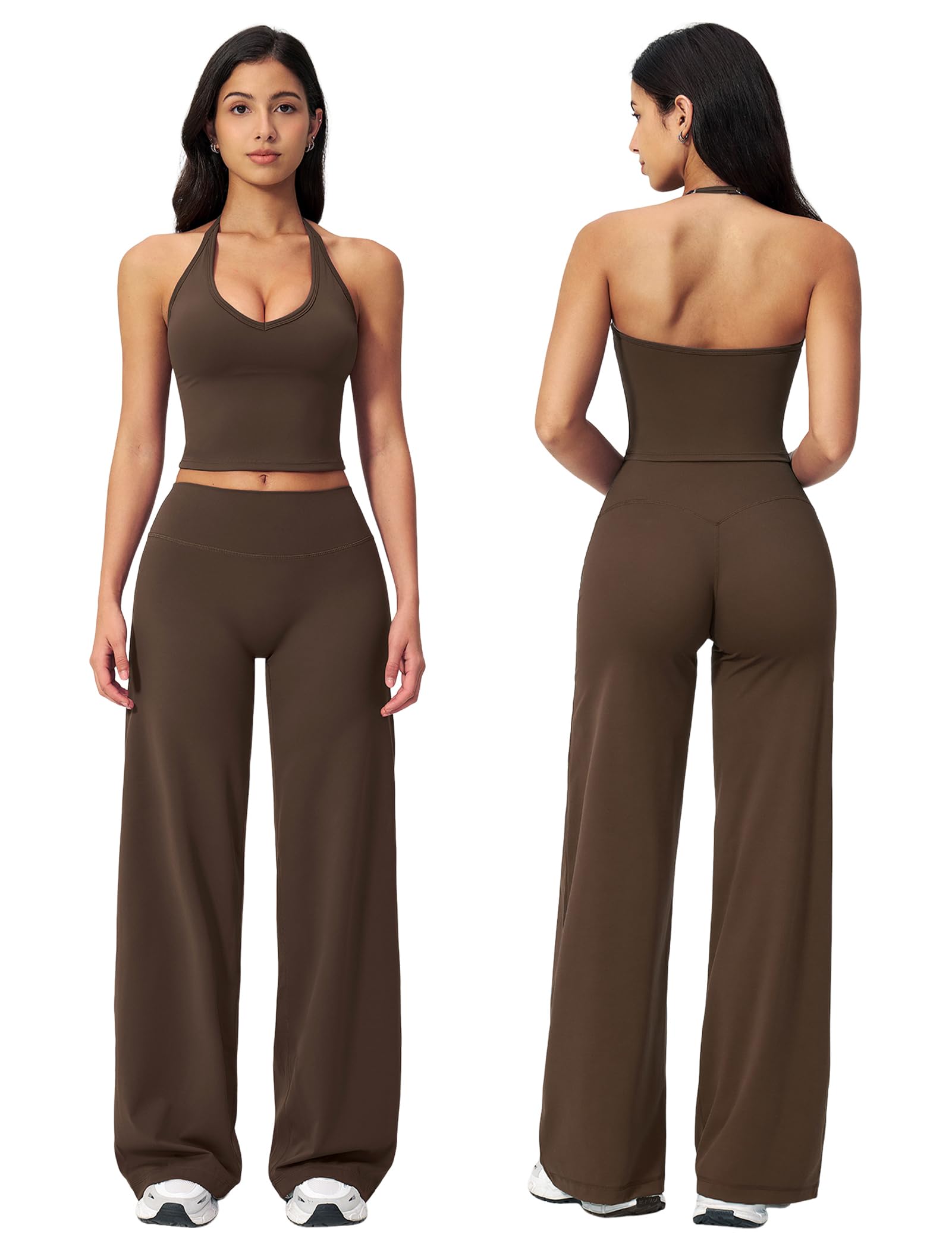 Workout Sets for Women Two Piece Gym Yoga Set Wide Leg Pilates Outfits