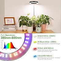 Vista 6 de LORDEM Grow Light, LED Plant Light for Indoor Plants Growing, Full Spectrum Desk Growth Lamp with Automatic Timer for 4H/8H/12H, 4 Dimmable Levels