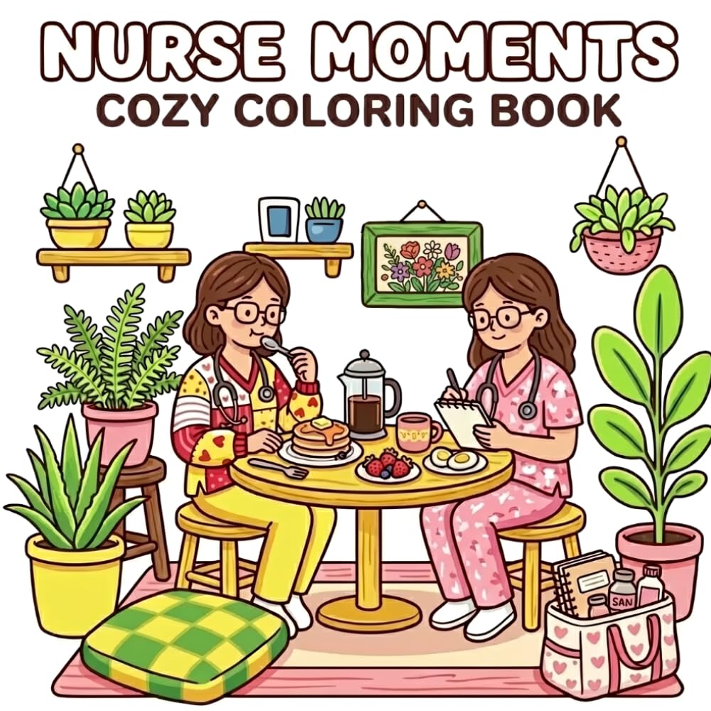 Nurse Moments Cozy Coloring Book: Cute Relaxing Nurse Life Scenes, Self-Care Moments, Stress Relief Coloring Pages for Healthcare Workers & Nursing Students