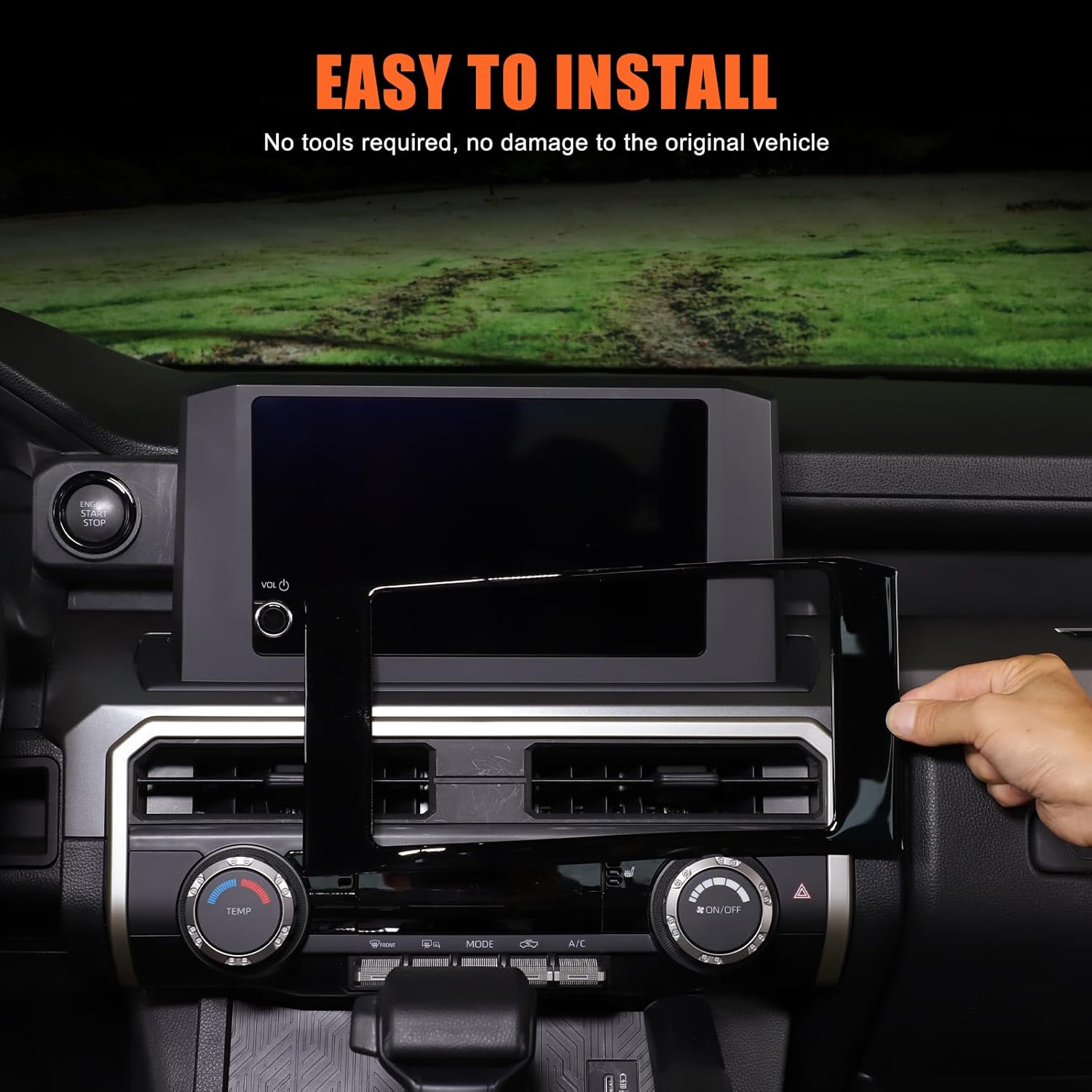 Dashboard Navigation Screen Frame Cover Trim Compatible with Toyota Tacoma 2024 2025, Car Center Console Interior Decoration Accessories (Gloss Black)