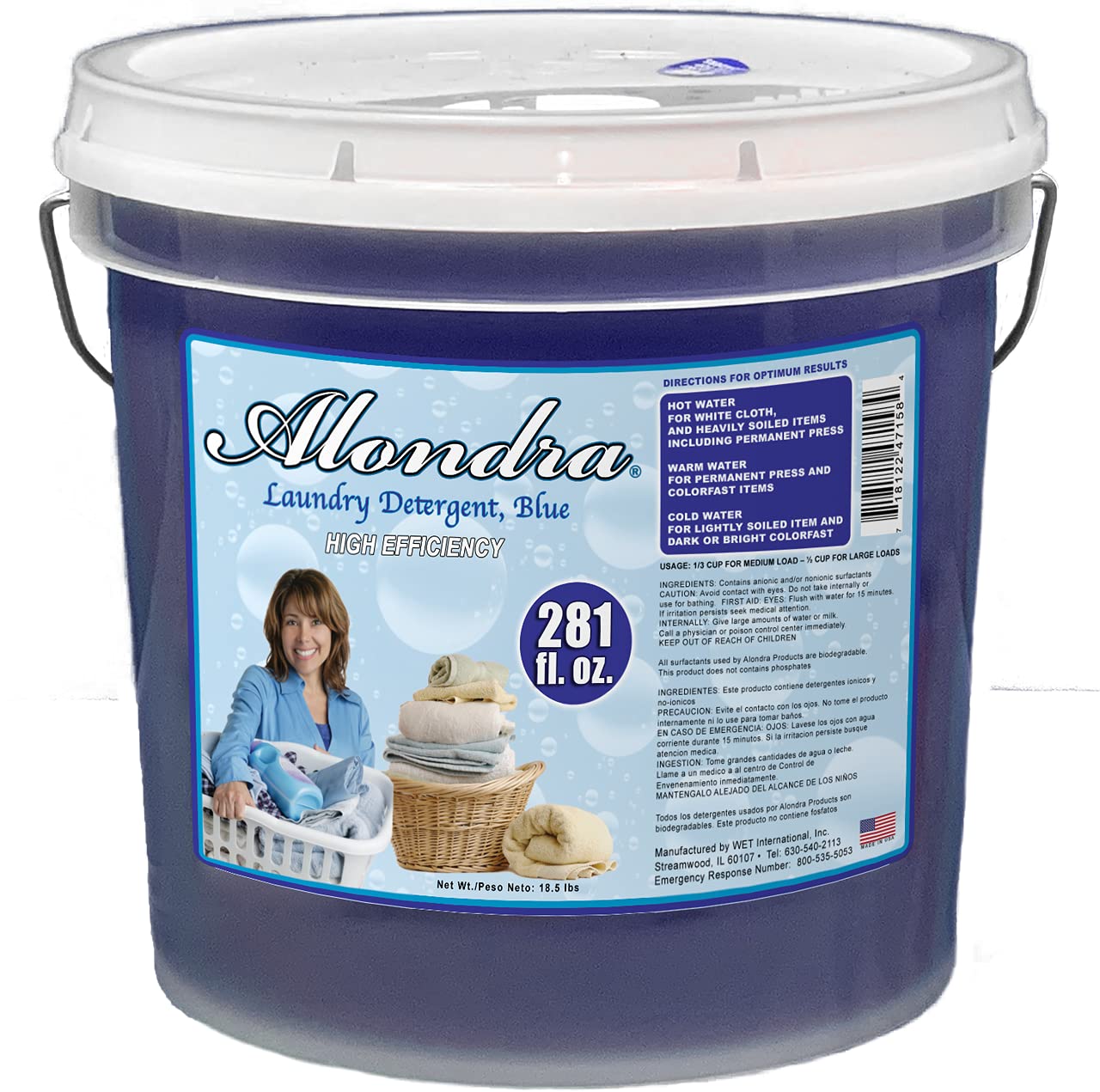 Alondra Mild Fresh Scent Ultra Concentrated HE Liquid Laundry Detergent 281 fl. oz. 2.2 Gallon Bucket with Dispensing Pump